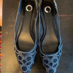 Black Flats embellished with jeweled stones